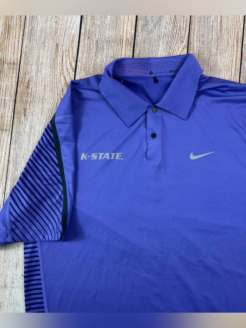 Mens Nike Dri Fit K State Kansas Tiger Woods Golf Purple Polo Shirt Size Medium